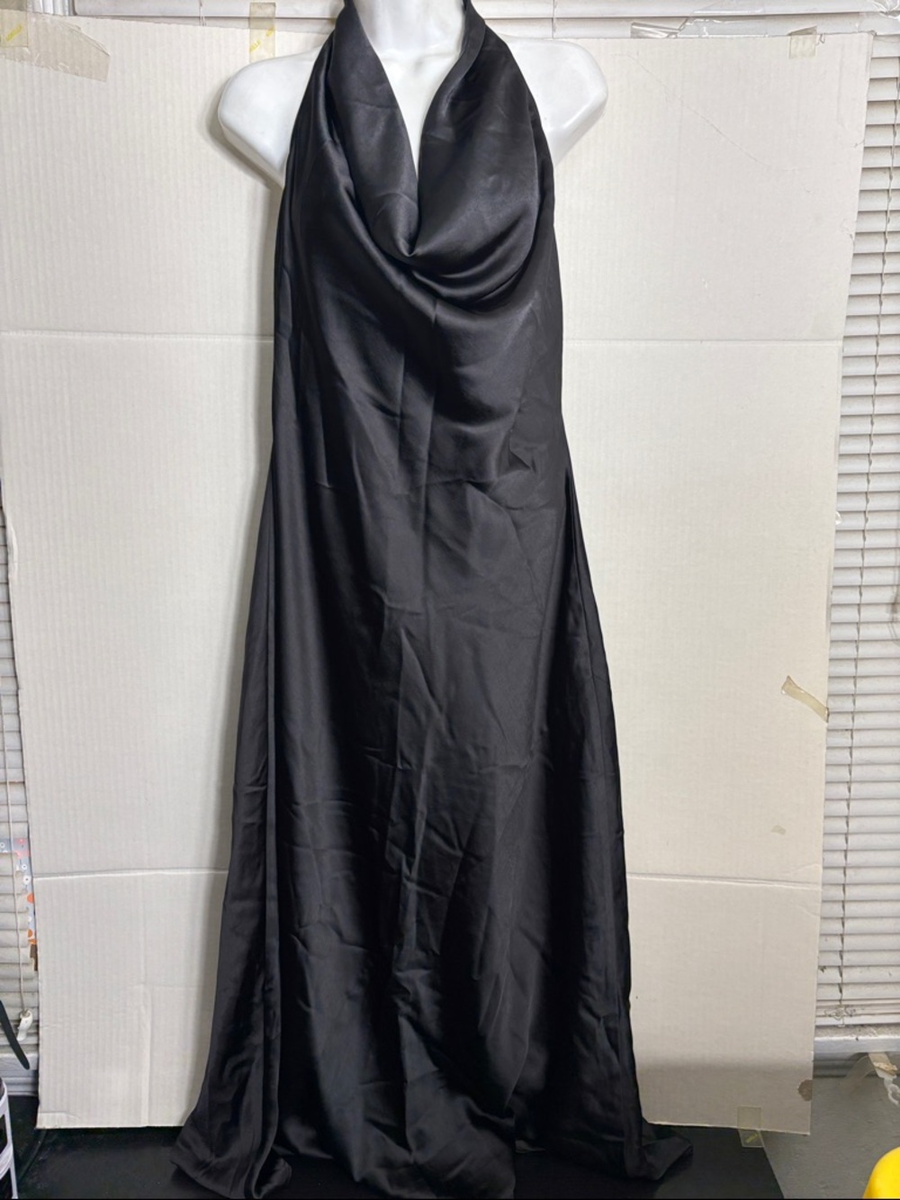 Aritzia Wilfred Black Satin Halter Cowl Maxi Dress Brittany Dress 5499
